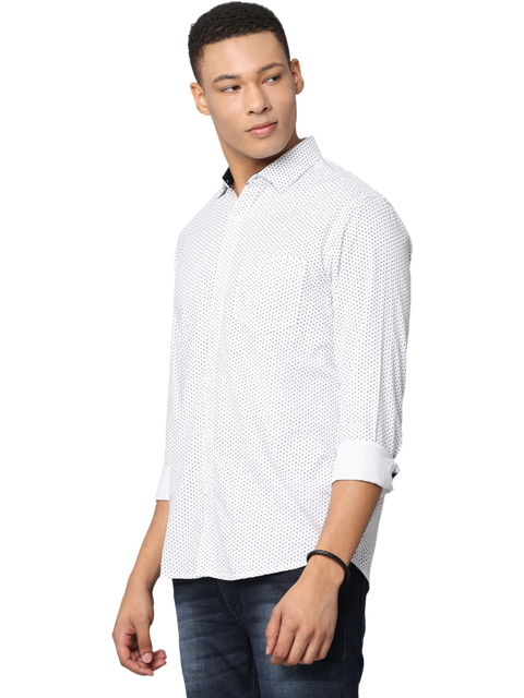 Men's White Slim Fit Full Sleeve Casual Shirt