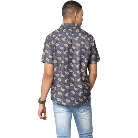 Men's Floral Print Short Sleeves Casual Shirt