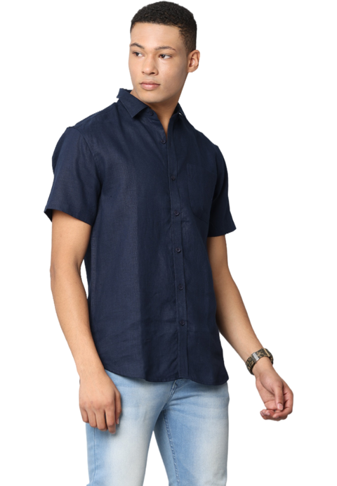 Men's Linen Slim Fit Casual Half Sleeve Shirt