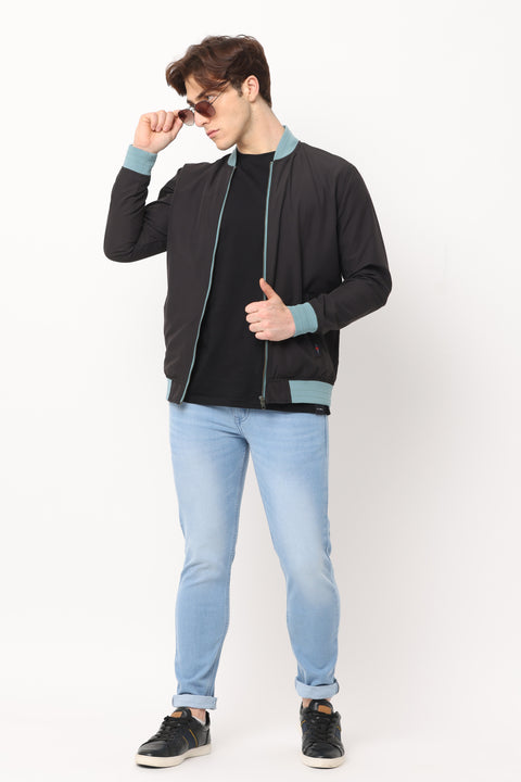 Men's Slim Fit Black Full Sleeve Jacket