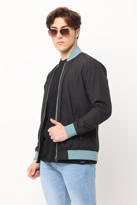 Men's Slim Fit Black Full Sleeve Jacket