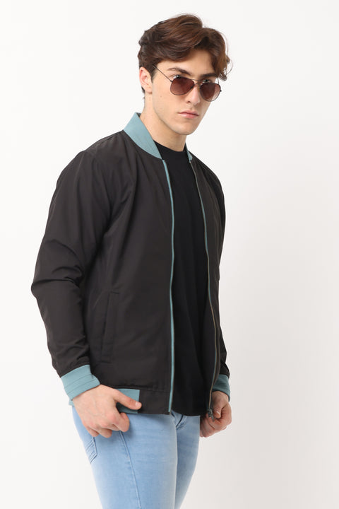 Men's Slim Fit Black Full Sleeve Jacket