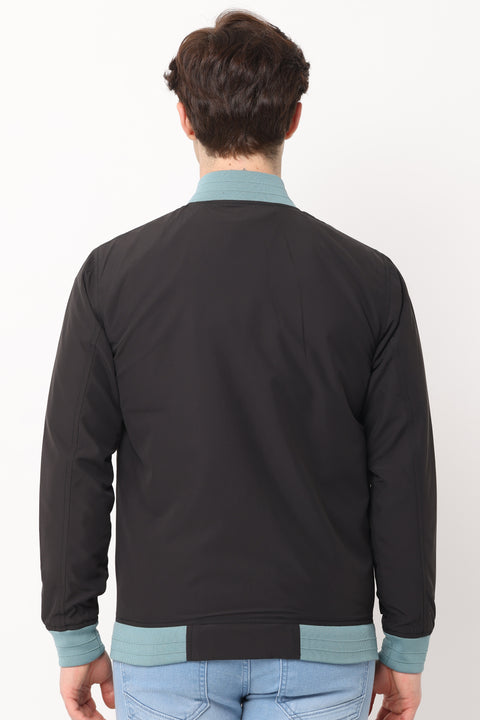 Men's Slim Fit Black Full Sleeve Jacket