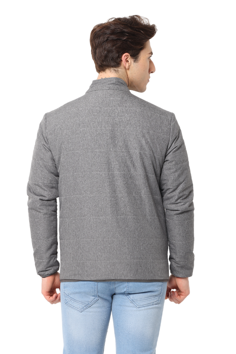 Men's Slim fit Full Sleeve Puffer Jacket, Light Grey