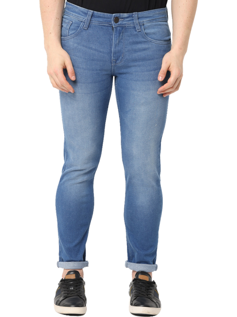 Men's Light Blue Slim Fit Faded Denim Jeans