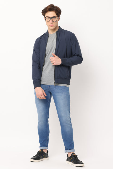 Men's Slim fit Navy Blue Full Sleeve Jacket