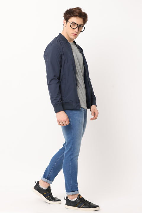 Men's Slim fit Navy Blue Full Sleeve Jacket