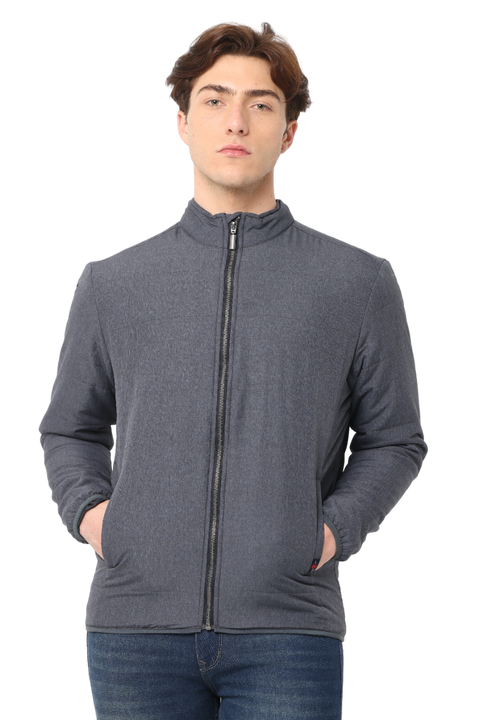 Men's Slim fit Full Sleeve Puffer Jacket, Dark Grey