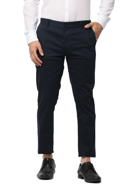 Men's Navy Blue Slim Fit Casual Chino Trouser