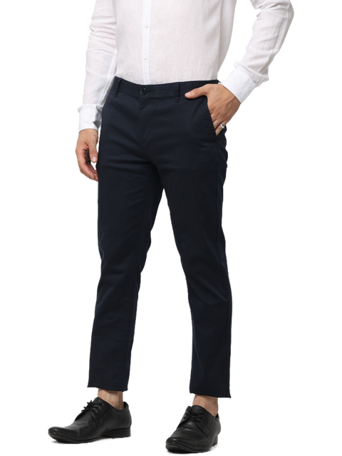 Men's Navy Blue Slim Fit Casual Chino Trouser