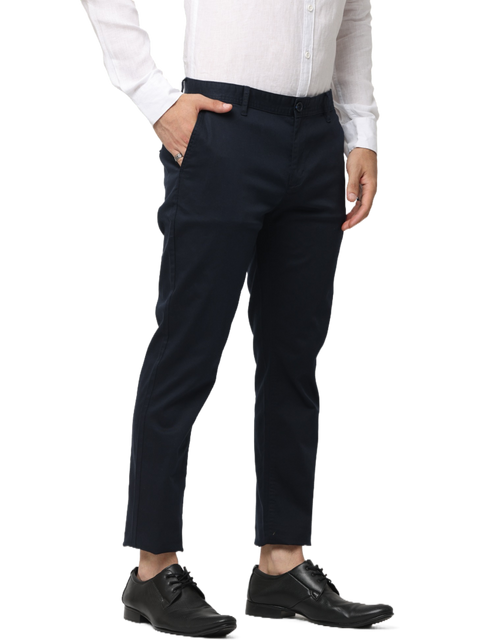 Men's Navy Blue Slim Fit Casual Chino Trouser