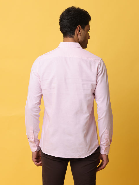 Men's Pink Slim Fit Solid Full Sleeve Casual Shirt