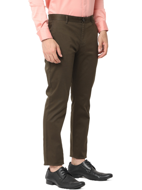 Men's Slim Fit, Brown Cotton Chino Pants