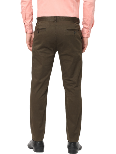 Men's Slim Fit, Brown Cotton Chino Pants