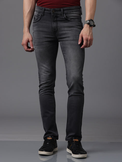 Men's Black Faded Slim Fit Stretchable Jeans