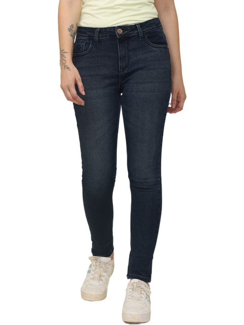 Women's Skinny Fit Mid Rise Light Faded Jeans Trouser, Blue