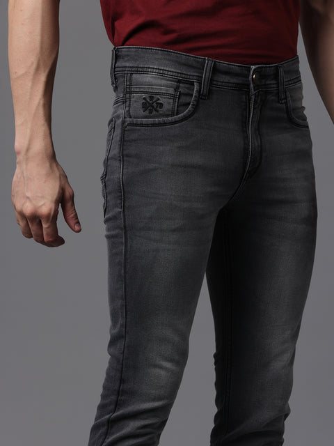 Men's Black Faded Slim Fit Stretchable Jeans