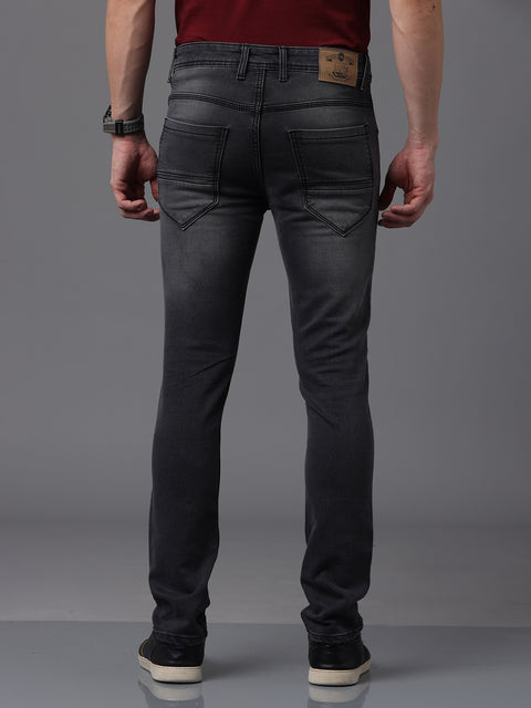 Men's Black Faded Slim Fit Stretchable Jeans