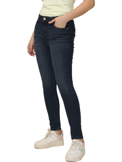 Women's Skinny Fit Mid Rise Light Faded Jeans Trouser, Blue