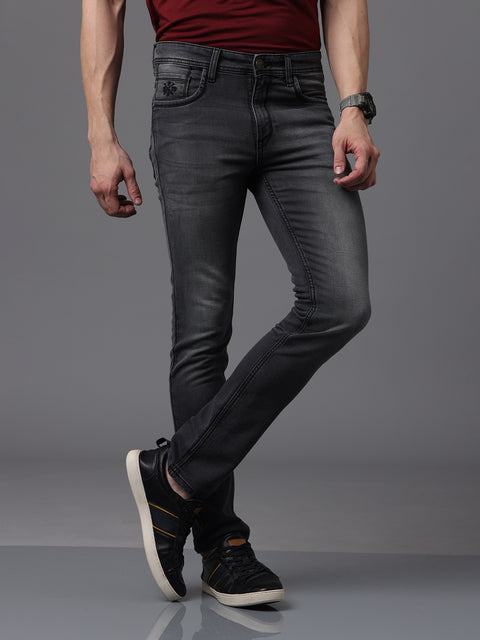 Men's Black Faded Slim Fit Stretchable Jeans