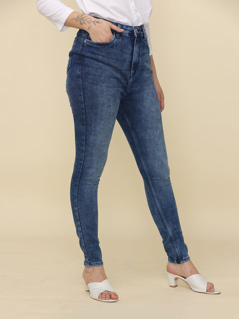 Women's Blue Skinny Fit High Rise Light Faded Jeans