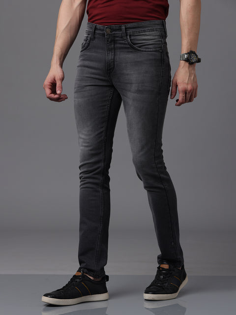 Men's Black Faded Slim Fit Stretchable Jeans