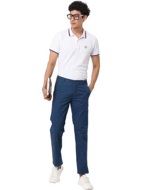 Men's Navy Blue Slim Fit Casual Chino Trouser