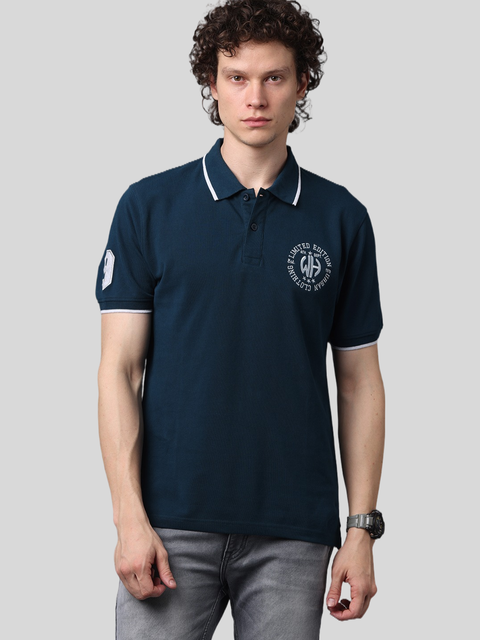 Men's Teal Blue Classic Half Sleeves Polo T-Shirt