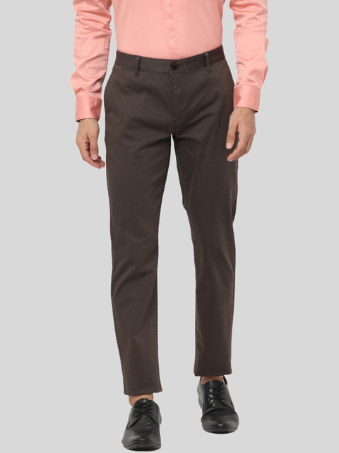 Men's Slim Fit Cotton Chino Pants, Charcoal Brown