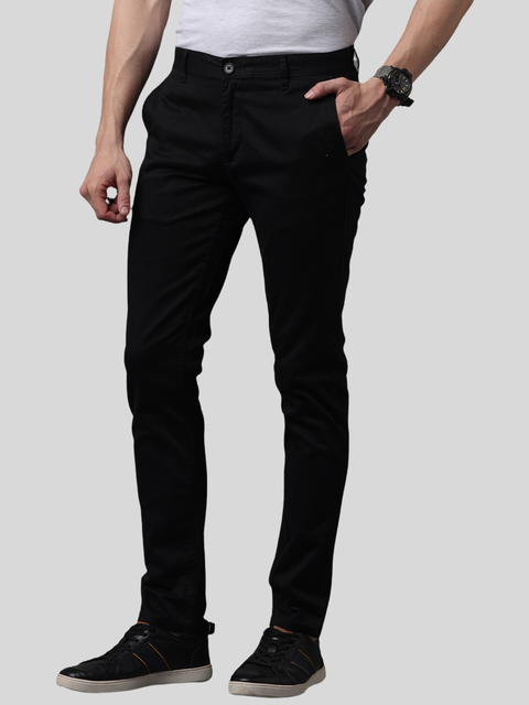 Men's Slim Fit Chino Casual Trouser, Black, Business Casuals