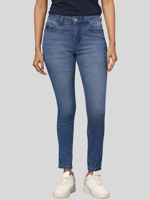 Women's Blue Light Faded Skinny Fit High Rise Jeans
