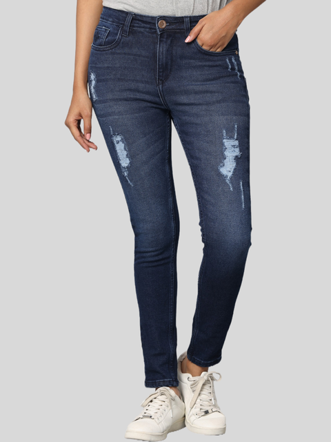 Women's Dark Indigo High Rise Skinny Fit Jeans