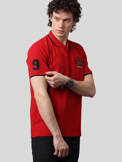 Men's Red Short Sleeve Polo T-Shirt