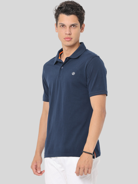 Men's Navy Blue Short Sleeve Polo T-Shirt