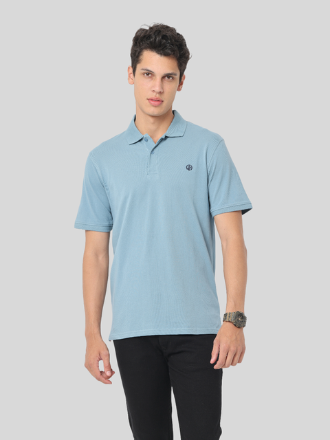 Men's Light Blue Short Sleeve Polo T-Shirt