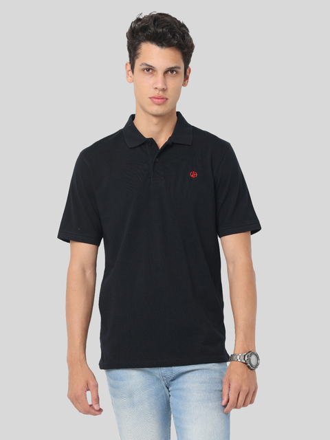 Men's Short Sleeve Polo T-Shirt, Black