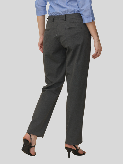 Women's Pleated Solid Formal Trouser, Dark Grey