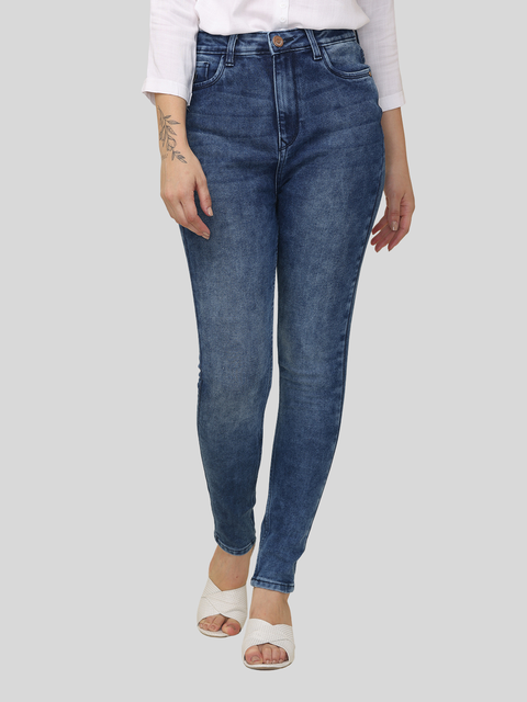 Women's Blue Skinny Fit High Rise Light Faded Jeans