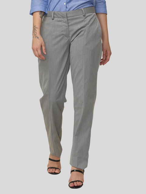 Women's Grey Slim Fit Formal Trouser