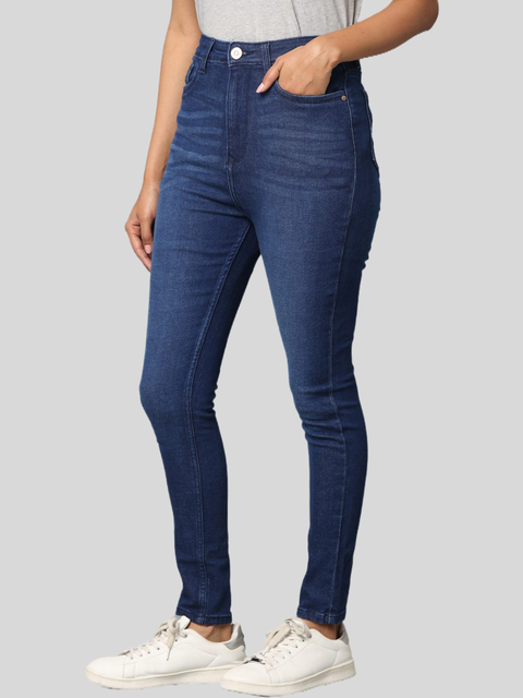 Women's Light Indigo Clean Look Skinny Fit High Rise Jeans