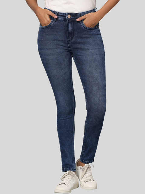 Women's Dark Blue High Rise Skinny Fit Jeans