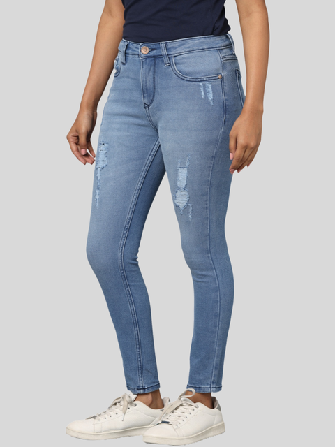 Women's Skinny Jeans, Distressed Denim, Stretch Fit, Blue