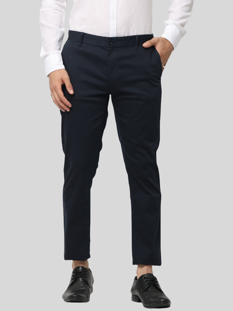 Men's Navy Blue Slim Fit Casual Chino Trouser