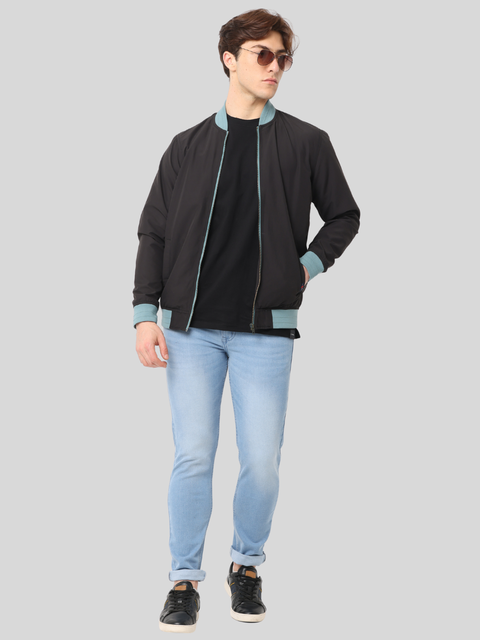 Men's Slim Fit Black Full Sleeve Jacket