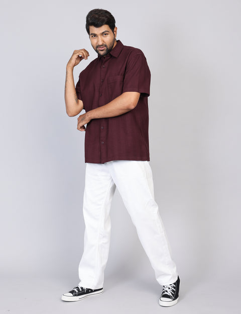 Men’s Maroon Printed Half Sleeve Shirt – Regular Fit | 100% Rayon