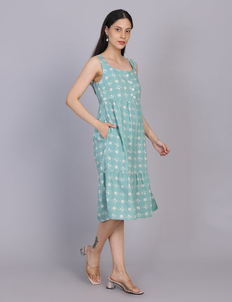 Wearhouse Women's Blue Woven Slim Fit Cotton Dress