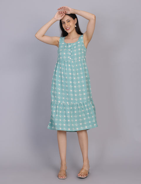 Wearhouse Women's Blue Woven Slim Fit Cotton Dress