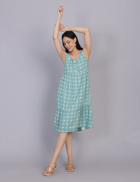 Wearhouse Women's Blue Woven Slim Fit Cotton Dress