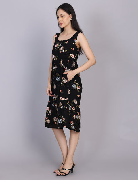 Wearhouse Women's Black Woven Slim Fit Cotton Dress