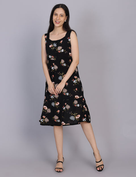 Wearhouse Women's Black Woven Slim Fit Cotton Dress